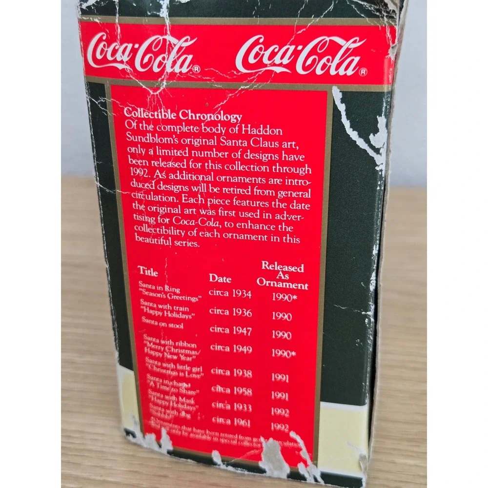 Vintage 1992 Coca-Cola Trim A Tree Santa Claus Ornament Set Haddon Sundblom Art